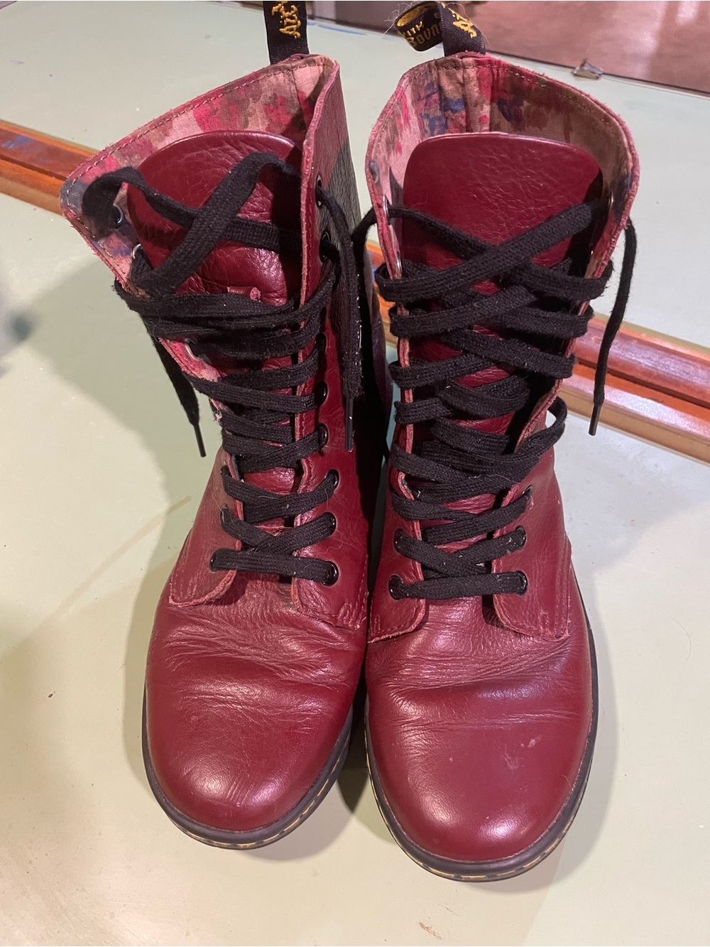 Dr. Martens Women's Burgundy Lace-Up Boots with Black Laces